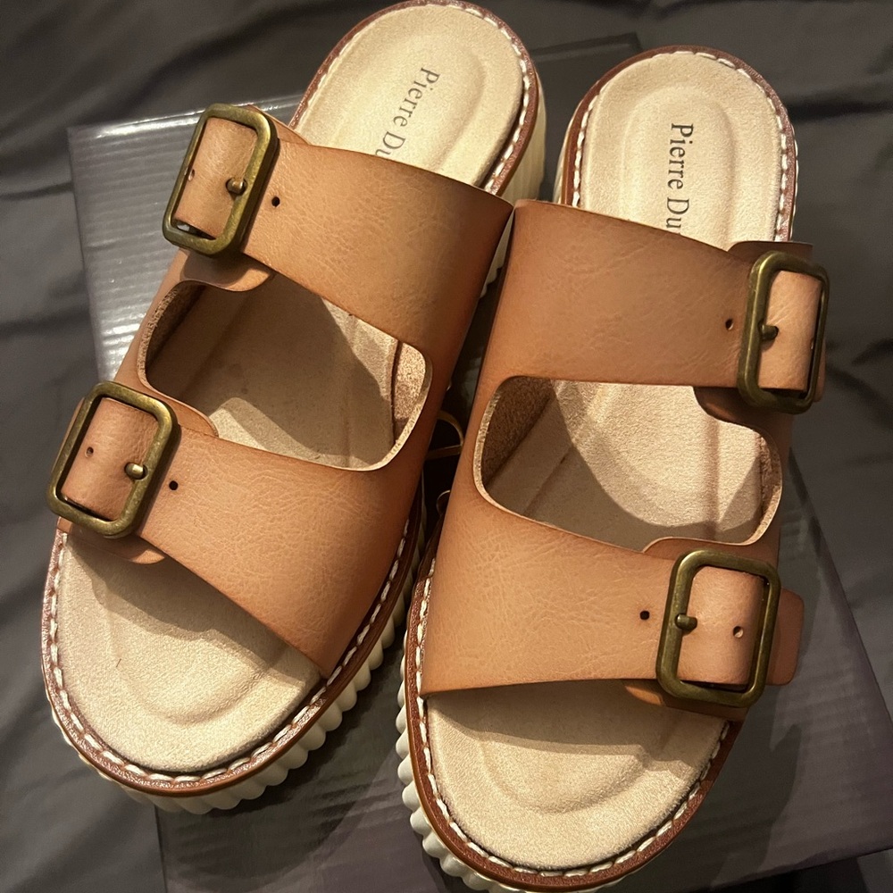 Pierre Dumas Nude Sandals with Buckles